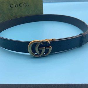 Leather belt GUCCI double G buckle